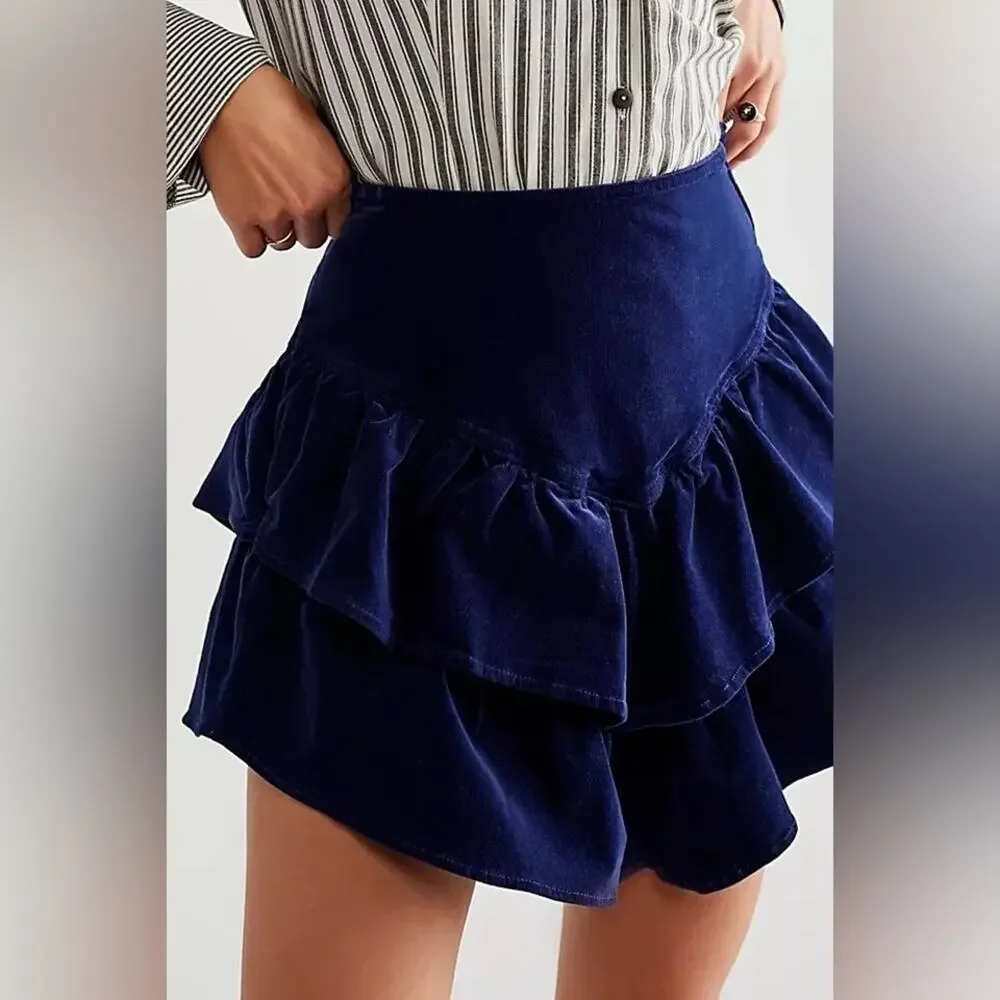 Mother BLUEPRINT Women's The Ruffle Denim Mini Skirt, US 26